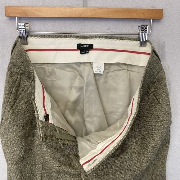 J Crew Favorite Fit Wool Dress Pants Womens 6 Green Office Tweed Trouser Vinage - Picture 11 of 15